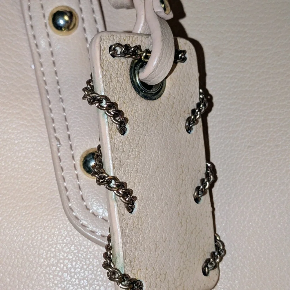 Jessica Simpson Blush Pink Chain Whipstitch Tote Bag Large Faux‎ Leather